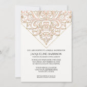 ブライダルシャワーの美しいレースルックダマスクウェディング 招待状 (正面)