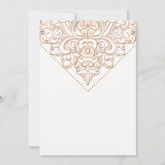 ブライダルシャワーの美しいレースルックダマスクウェディング 招待状 (裏面)