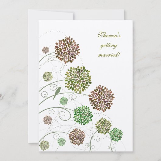 ブライダルシャワーの自然のダリアのカスタムの招待状 招待状 (正面)