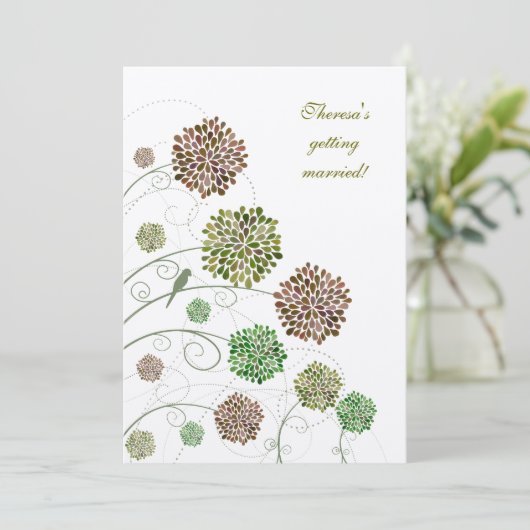ブライダルシャワーの自然のダリアのカスタムの招待状 招待状 (スタンド正面)
