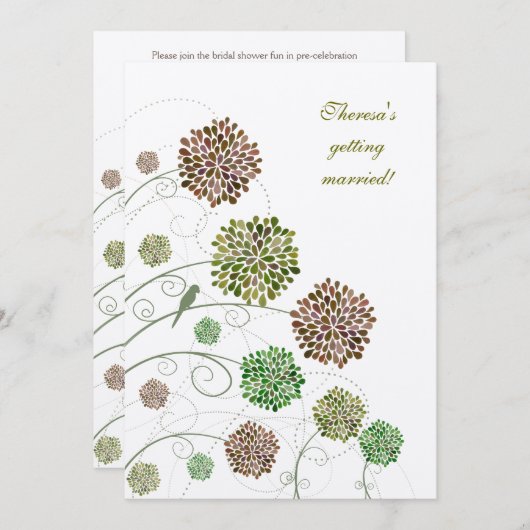 ブライダルシャワーの自然のダリアのカスタムの招待状 招待状 (正面/裏面)