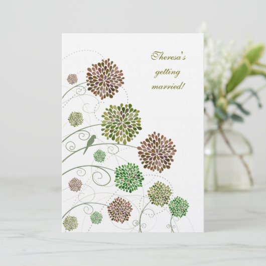 ブライダルシャワーの自然のダリアの白の招待状 招待状 (スタンド正面)