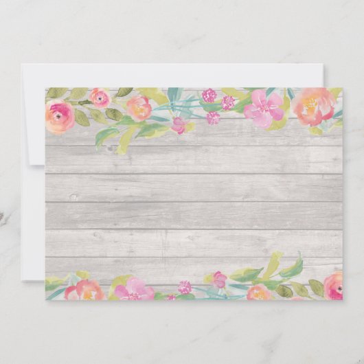 ブライダルシャワーの花のピンクの旅程の招待 招待状 (裏面)