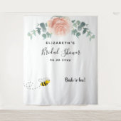 ブライダルシャワーの花のローズゴールドホワイトの花嫁になる タペストリー (正面)