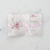 ブライダルシャワーの花の白いピンクのコルセットありがとう サンキューカード (内部)