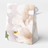 ブライダルシャワーの花嫁さんへの感謝の気持ちを表すペオニーの花と蜂のデザイン フェイバーボックス (裏面サイド)