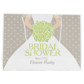 ブライダルシャワーの花嫁の緑のposyのカスタムのギフトバッグ ラージペーパーバッグ (裏面)