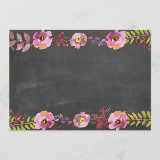 ブライダルシャワーの花柄の瓶のピンクの旅程のチョーク プログラム (裏面)