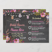 ブライダルシャワーの花柄の瓶のピンクの旅程のチョーク プログラム (正面/裏面)