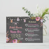 ブライダルシャワーの花柄の瓶のピンクの旅程のチョーク プログラム (スタンド正面)