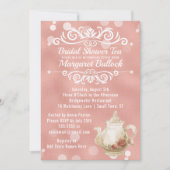 ブライダルシャワーの茶パーティの招待状のばら色の金ゴールド 招待状 (正面)