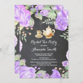 ブライダルシャワーの茶パーティの招待状の花柄 招待状 (正面/裏面)