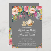 ブライダルシャワーの茶パーティの招待状の花柄 招待状 (正面/裏面)