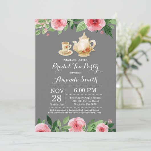 ブライダルシャワーの茶パーティの招待状 招待状 (スタンド正面)