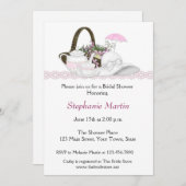 ブライダルシャワーの茶ピンク 招待状 (正面/裏面)