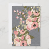 ブライダルシャワーの茶招待状、セージグリーン及びピンク 招待状 (裏面)