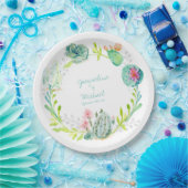 ブライダルシャワーの装飾のサボテンの水気が多い花の砂漠 ペーパープレート (パーティー)