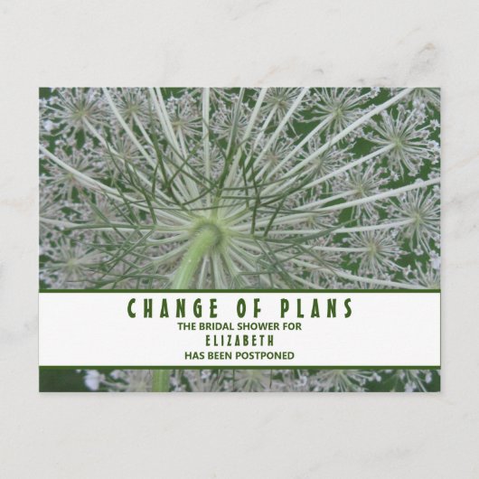 ブライダルシャワーの計画変更 クイーンアンのレース ポストカード (正面)