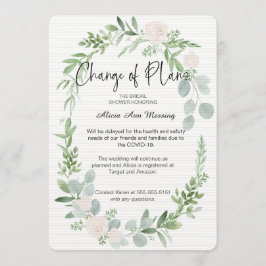 ブライダルシャワーの計画遅延カードの変更 招待状