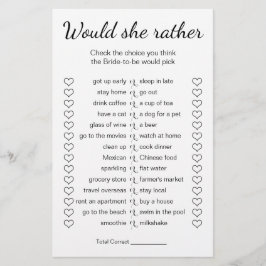 ブライダルシャワーの試合は彼女はむしろカード チラシ