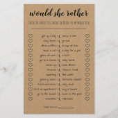 ブライダルシャワーの試合は彼女はむしろカード チラシ (正面)