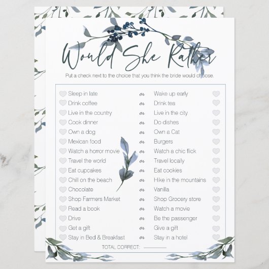 ブライダルシャワーの試合は彼女はむしろセージ・シルバー (正面/裏面)