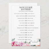 ブライダルシャワーの試合は彼女はむしろピンクのフローラ' 招待状 (正面/裏面)