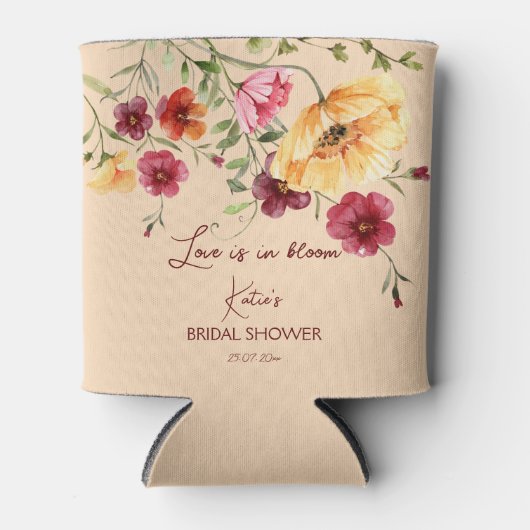 ブライダルシャワーの贈り物ブルゴーニュの野生の花 缶クーラー (正面)