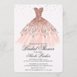 ブライダルシャワーの輝くドレスのダイヤモンド招待状 招待状