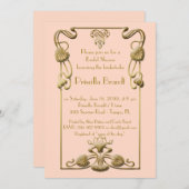 ブライダルシャワーの顕彰素晴らし、ギャツビースタイル、ピンク 招待状 (正面/裏面)