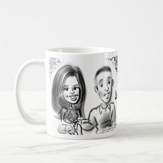 ブライダルシャワーの風刺漫画のマグ2014a コーヒーマグカップ (左)