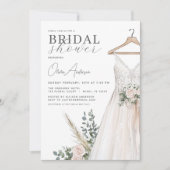 ブライダルシャワーのQRコード 緑のユーカリ 招待状 (正面)