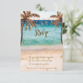 ブライダルシャワーのrsvpカードを結婚するbohoのビーチの砂 出欠カード (スタンド正面)