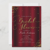 ブライダルシャワーはっきりしたレッド&金ゴールド紙吹雪コーナー 招待状 (正面)