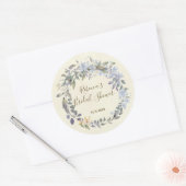 ブライダルシャワーはスティッカーを好むボーホブルーフローラ ラウンドシール (封筒)