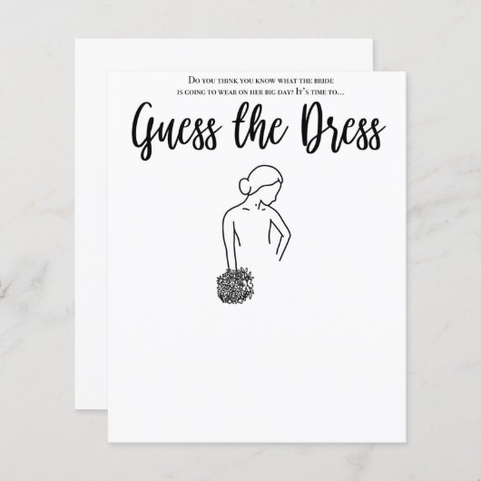 ブライダルシャワーはドレスゲームを推測 (正面/裏面)