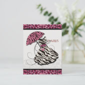 ブライダルシャワーはヒョウのレトロの服、パリ感謝していしています サンキューカード (スタンド正面)