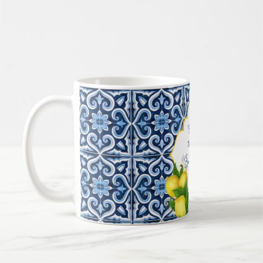 ブライダルシャワーはブルータイルを好むレモンアマルフィ コーヒーマグカップ (左)
