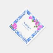 ブライダルシャワーはブルータイルbougainvilleaを支持 スタンダードカクテルナプキン (角)