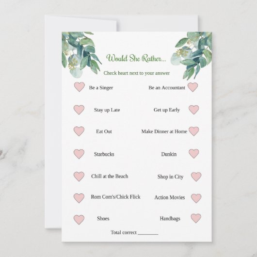 ブライダルシャワーは女の方が好い 招待状 (正面)