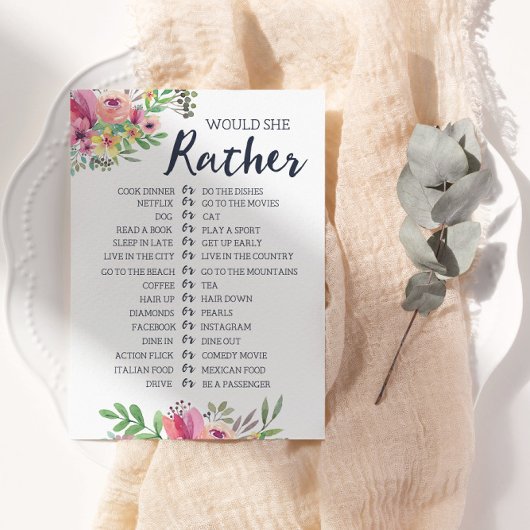 ブライダルシャワーは彼女の方がゲームのカード 招待状