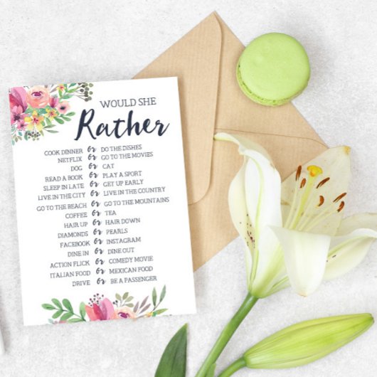 ブライダルシャワーは彼女の方がゲームのカード 招待状