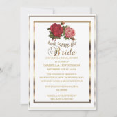 ブライダルシャワーは-花嫁をここに来ます-上がりました 招待状 (正面)