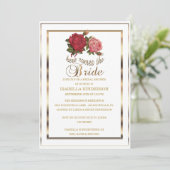 ブライダルシャワーは-花嫁をここに来ます-上がりました 招待状 (スタンド正面)