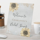 ブライダルシャワーひまわりシルバー金ゴールド歓迎 台座サイン (インサイチュ)