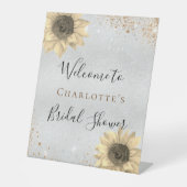 ブライダルシャワーひまわりシルバー金ゴールド歓迎 台座サイン (正面)