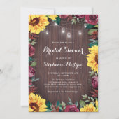 ブライダルシャワーひまわりバーガンディバラジャールライト 招待状 (正面)