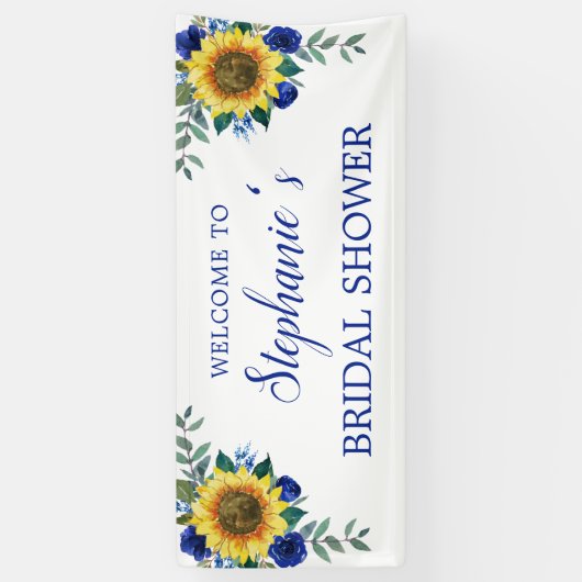 ブライダルシャワーひまわりブルーフローラ 横断幕 (縦)