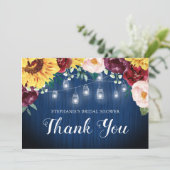 ブライダルシャワーひまわりメイソンジャールライト サンキューカード (スタンド正面)