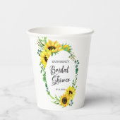 ブライダルシャワーひまわりユーカリフローラ枠 紙コップ (裏面)